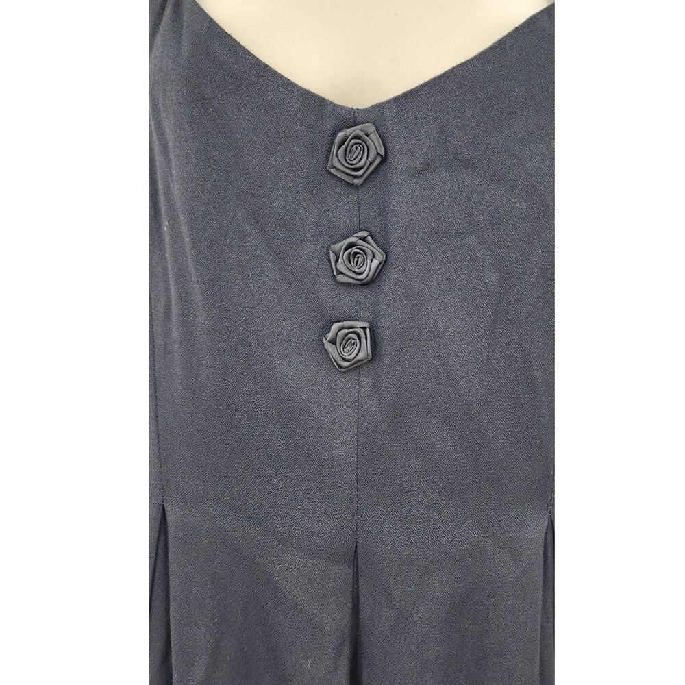Vintage Jeffrey & Diana Black Wide Leg Jumpsuit Black Floral‎ Roset Size 6 - Picture 4 of 10